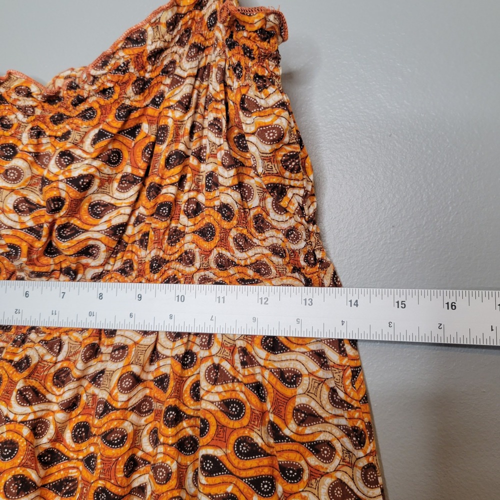 Old Navy Paisley Smocked Boho Cotton Sundress Womens Size M Orange Strappy Batik - Picture 8 of 8